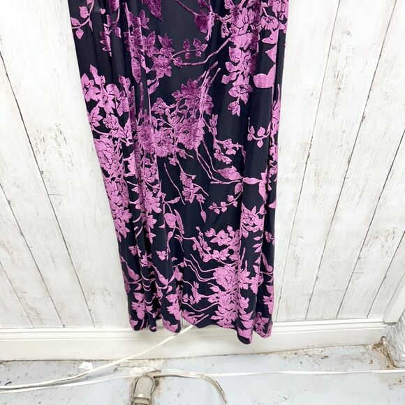 Arianna By Rachel Kaye Evening Gown One Shoulder Maxi Velvet Purple Floral Slit - Picture 9 of 10